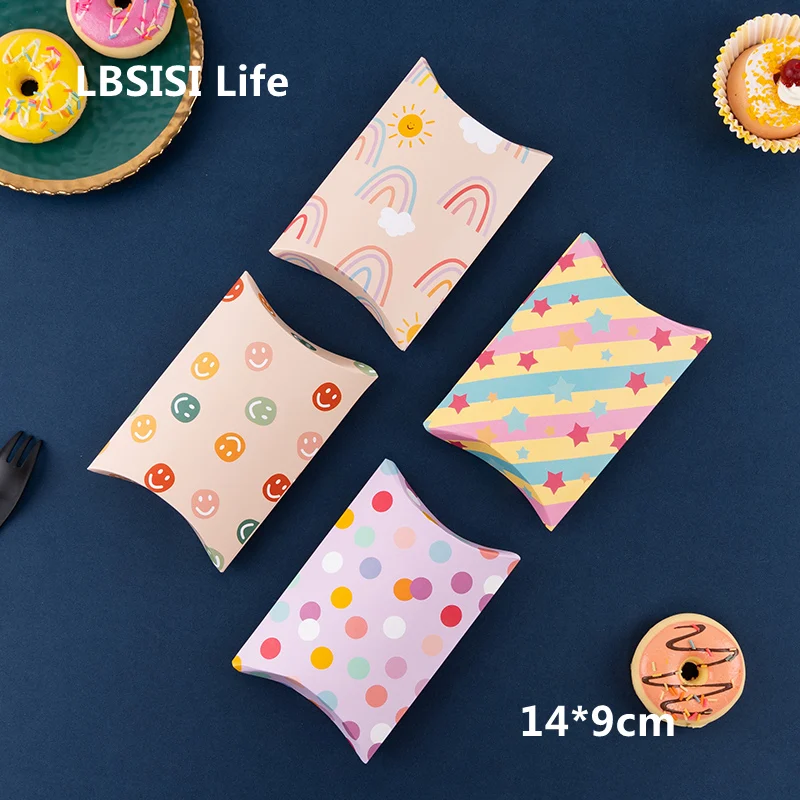 LBSISI Life,Rainbow Star Candy Pillow Paper Gift Box Nougat Chocolate Cookie Biscuit Flip Boxes For Children's Day Baby Shower