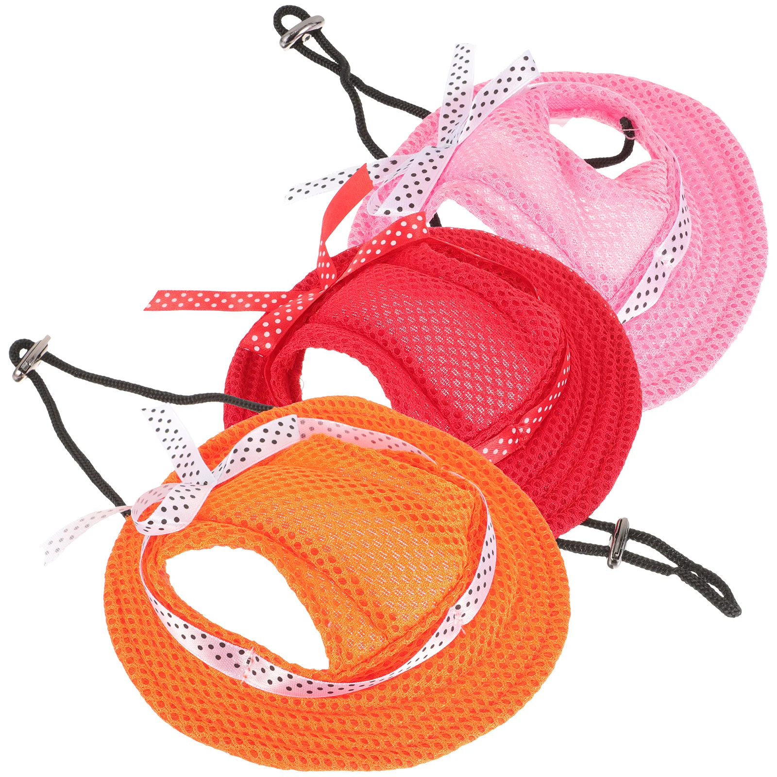 

3Pcs Dog Sun Hats Pet Lace Brim Round Brim Ear Hole Caps Puppy Baseball Hat Sun Protection Party Cosplay Props