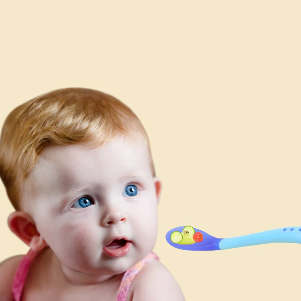 6Pcs Temperature Sensing Color Changing Feeding Spoon Food Grade Infant Safety Spoon for Newborn Baby Feeding