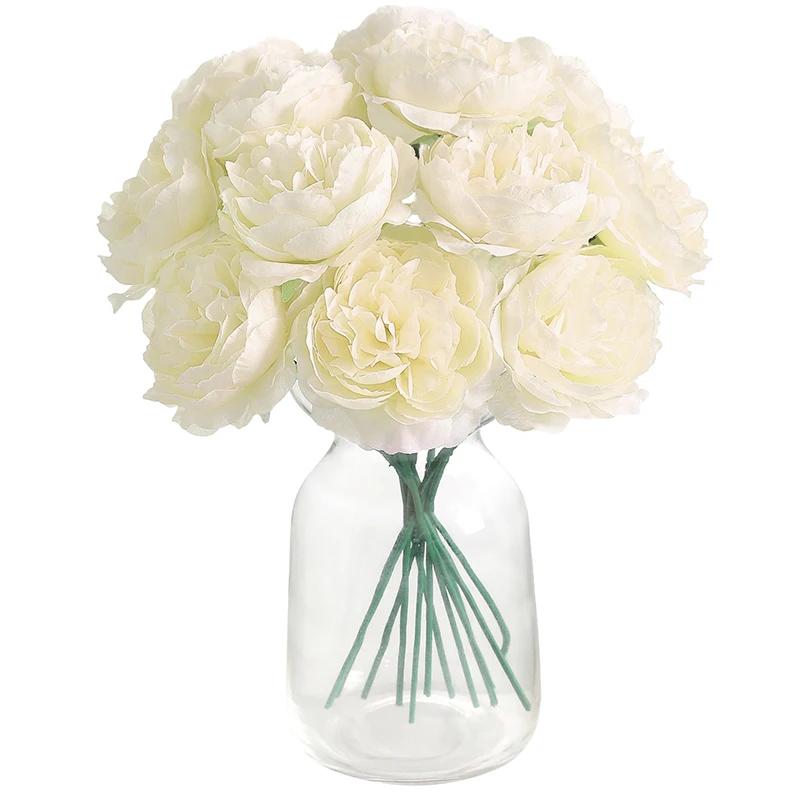 6 Stück künstliche Pfingstrosen-Blumenstrauß, 20 cm, gefälschte Blumen für Heimdekoration, Garten, Hochzeit, Dekoration, Outdoor-Vase, Blumenarrangement – Detail 7