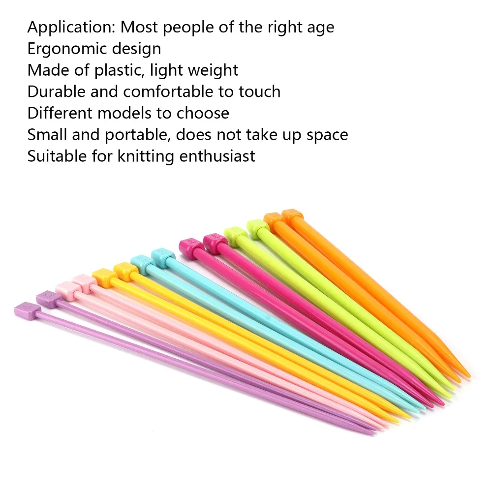 14pcs 4mm to 10mm Knitting Needles Set Multicolour Plastic Single Point Knitting Needles Plastic Knitting Needles For Beginners
