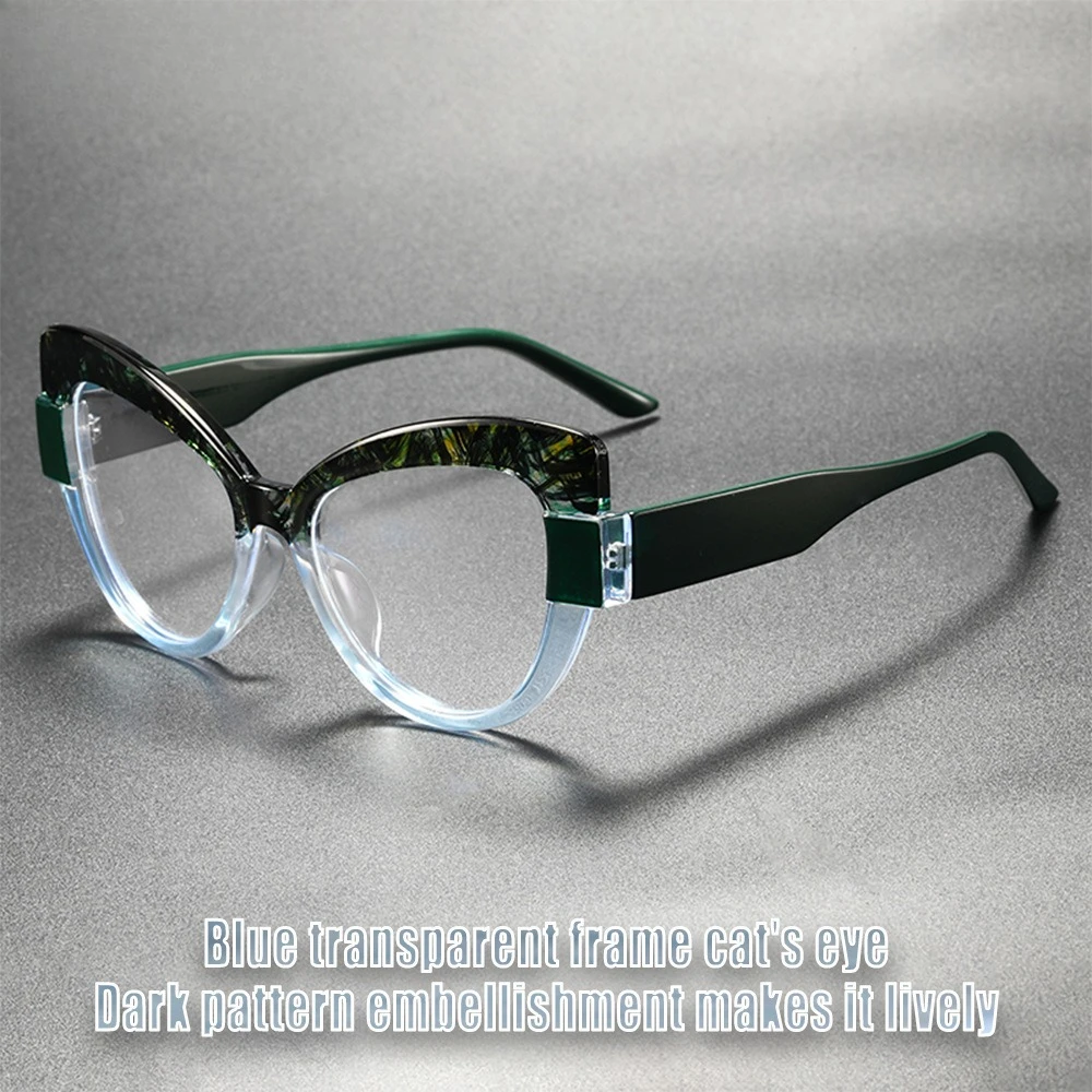 

2026 New Stylish Color-Block Cat-Eye Plain Glasses Large Frame Comfortable Casual Versatile Blue Light Blocking Trendy Eyewear