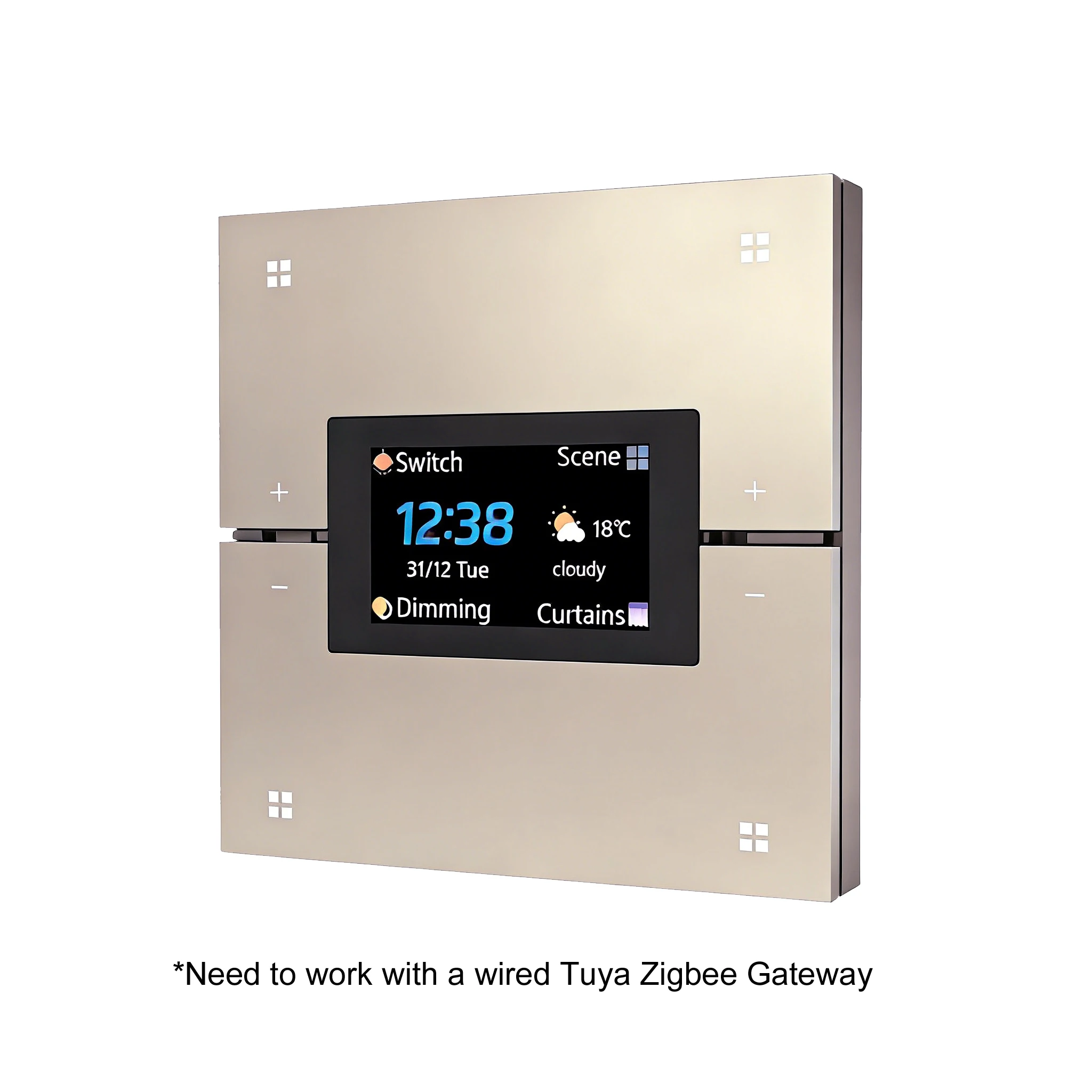 Tuya Smart Wall Switch work Zigbee2MQTT Home Assistant Aluminum 4 Gang Dimming Scene Switch Display Time Calendar Weather M9 Pro