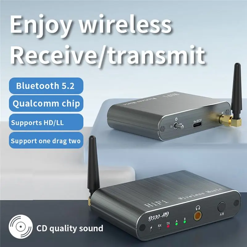 ABMF 2-In-1 Bluetooth HIFI Wireless Receiver Transmitter, for Qualcomm Chip Support APTX-HD/LL, One Drags Two for Speaker Phone