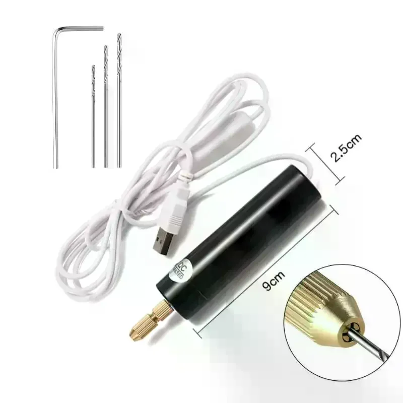 1 Set USB Powered Mini Electric Grinding Pen DIY Tool Handheld Mini Electric Drill For Epoxy Resin Jewelry Making Wood Craft