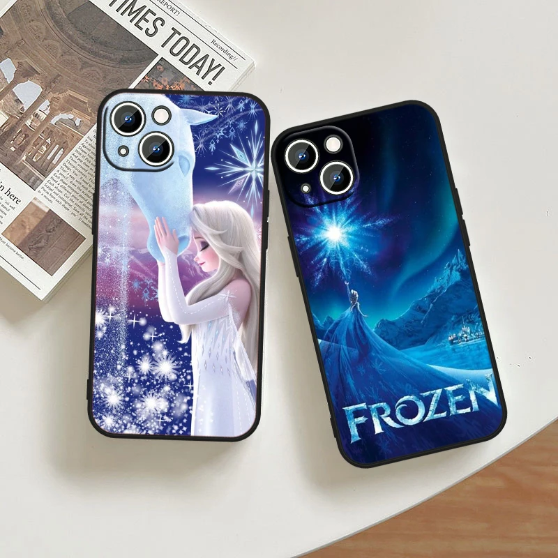 Disney Frozen Elsa Cute For Apple iPhone 15 14 13 12 11 XS XR X 8 7 6 6S 5 5S Pro Max Plus Black Cover Phone Case