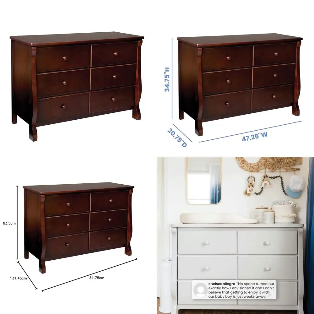 Universal 6-Drawer Dresser by Delta Children in Black Cherry Finish