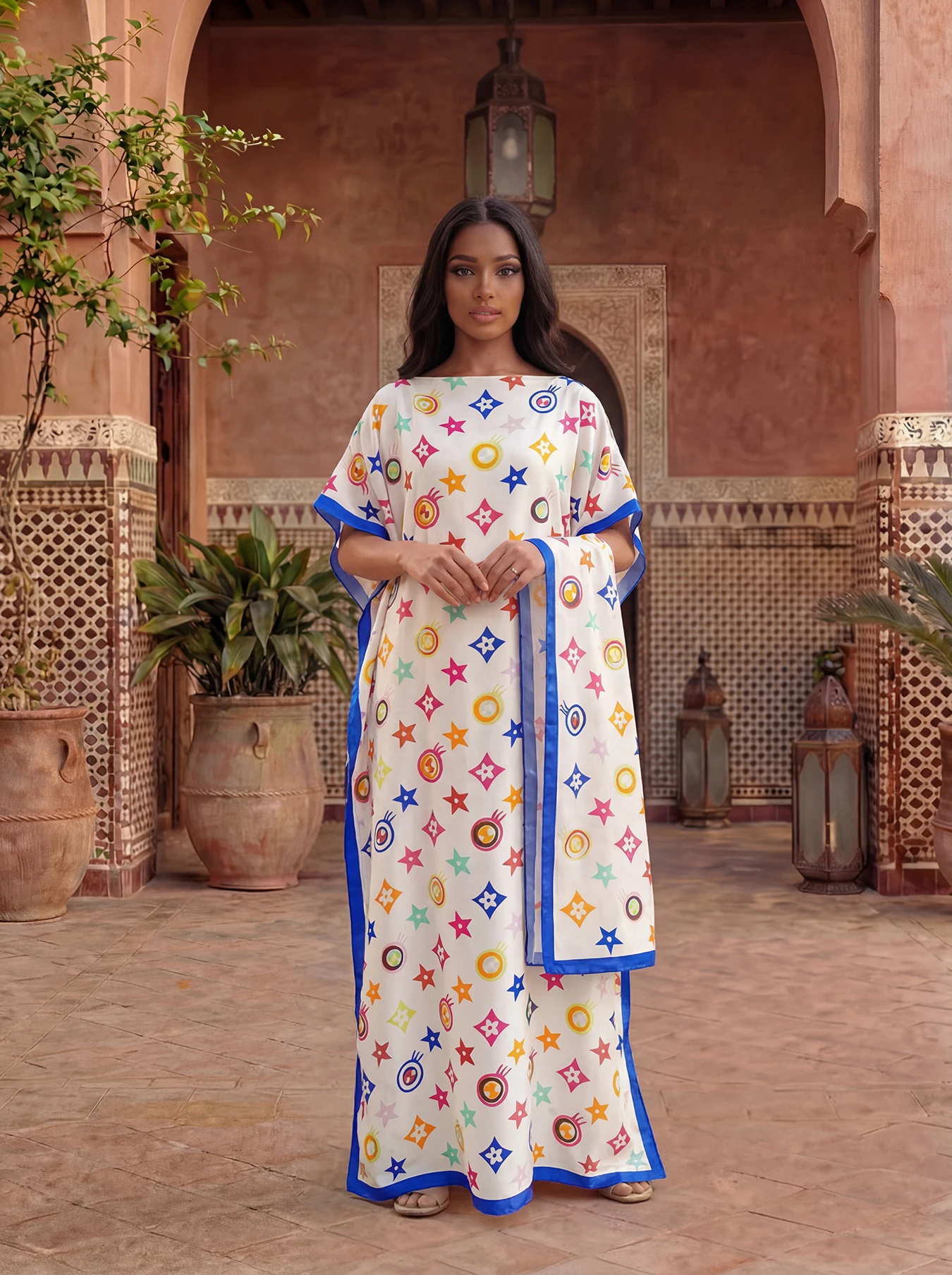 New Fashio Floral Pattern Satin Design long dress oversized Famous Brand Loose Summertime Sun protection Shawl For Lady/Women view 2