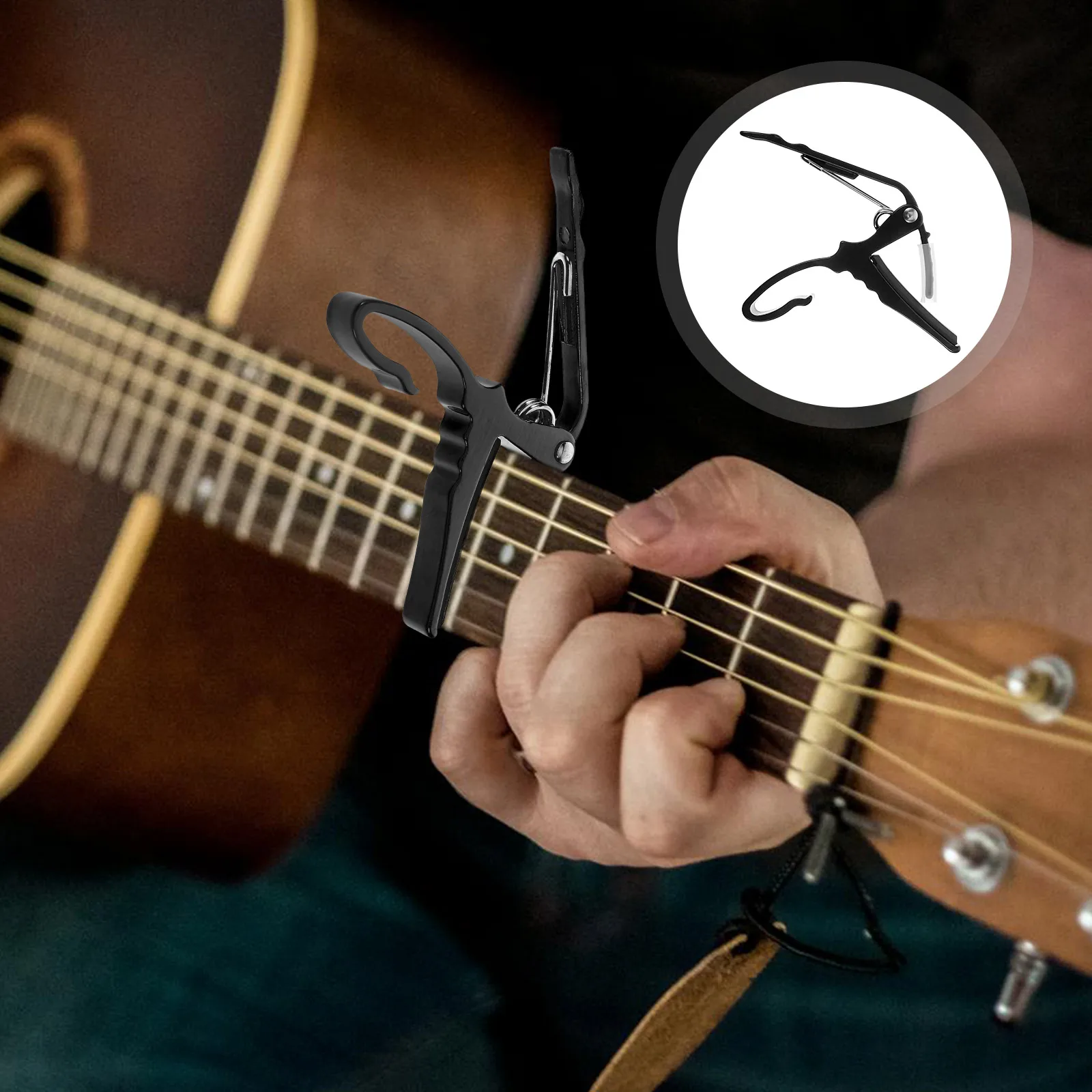 

Guitar Capo Acoustic Accessories for Electric Ballad Tuning Clip Folk Alloy Clamp Black Adjustable