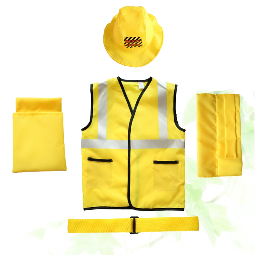 

Small Carpenter Clothing Kids Halloween Cosplay Suits Masquerade Party Children Performance Soft Material Hat Vest Belt