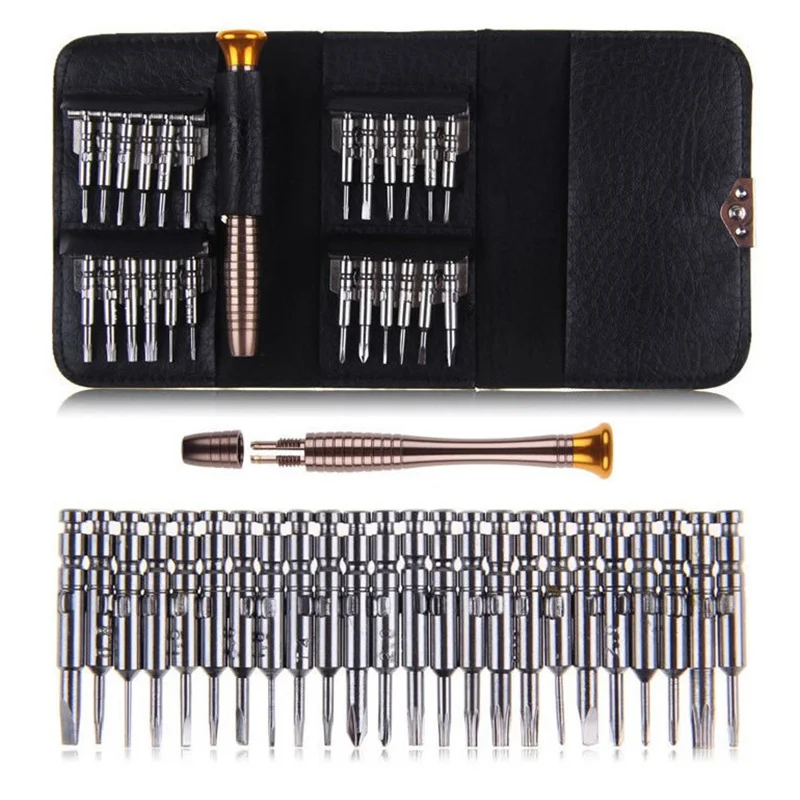 25-in-1-Multi-Tools Präzisions-Schraubendreher-Handschraubendreher-Werkzeugset Tragbares Schraubendreher-Taschenset für die Reparatur von Mobiltelefonen und Uhren