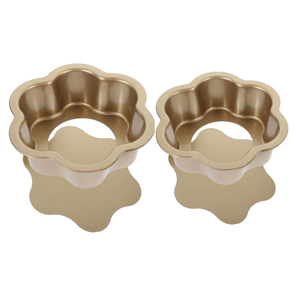 

2Pcs Carbon Steel Flower Cake Pans Nonstick Detachable Bottom Oven Safe Baking Molds for Cookies Pudding Chocolates