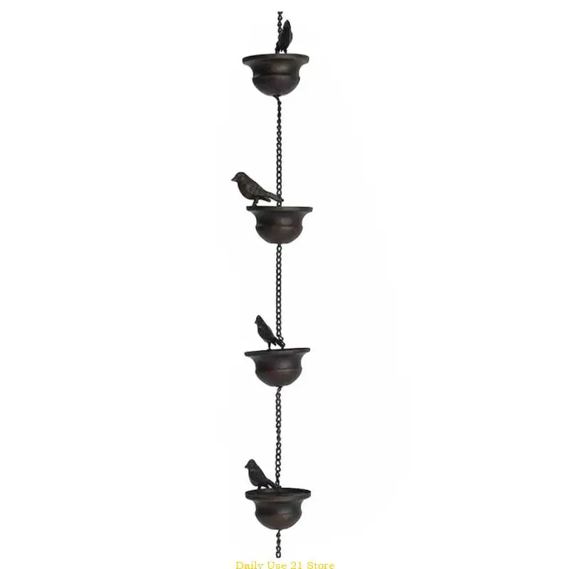 Rain Chain for Gutters Birds On Cups Gutter Chain Downspout Replacement