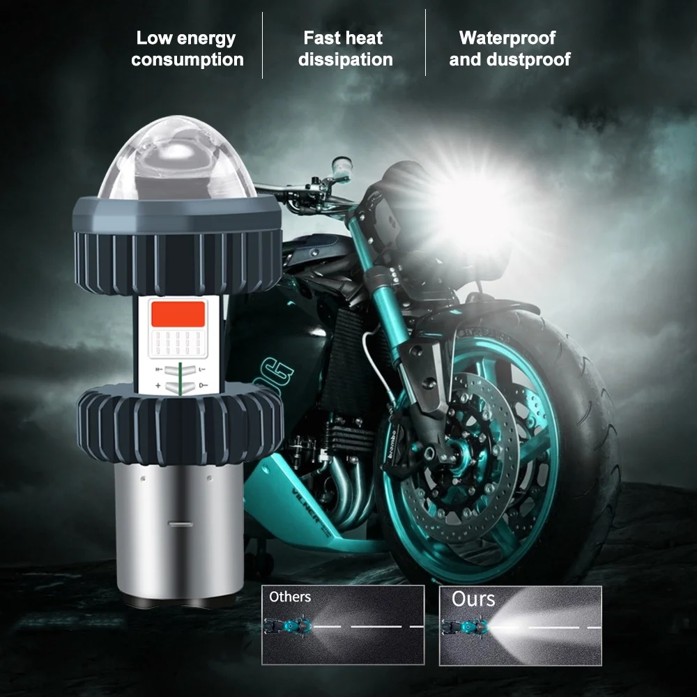 1PC Refitting Motorcycle HeadLight Devil Eye With Lens H4 H6 BA20D Highlight Hi Lo Beam Spotlight For Moto Scooter Accessories