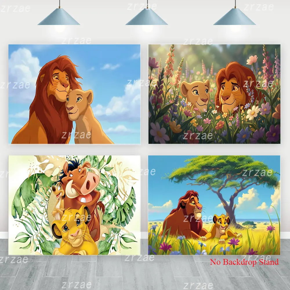 Cartoon Lion King Theme Backdrop For Baby 1st Birthday Photography Background Babe Shower Party Decor Kids Photo Studio Banner
