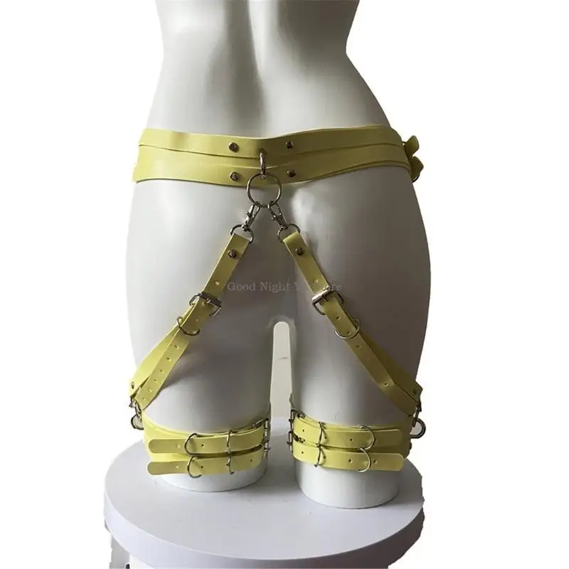 Trendy Leg Chain Belt Soft PU Leather Accessory for Women Men Multiple Color