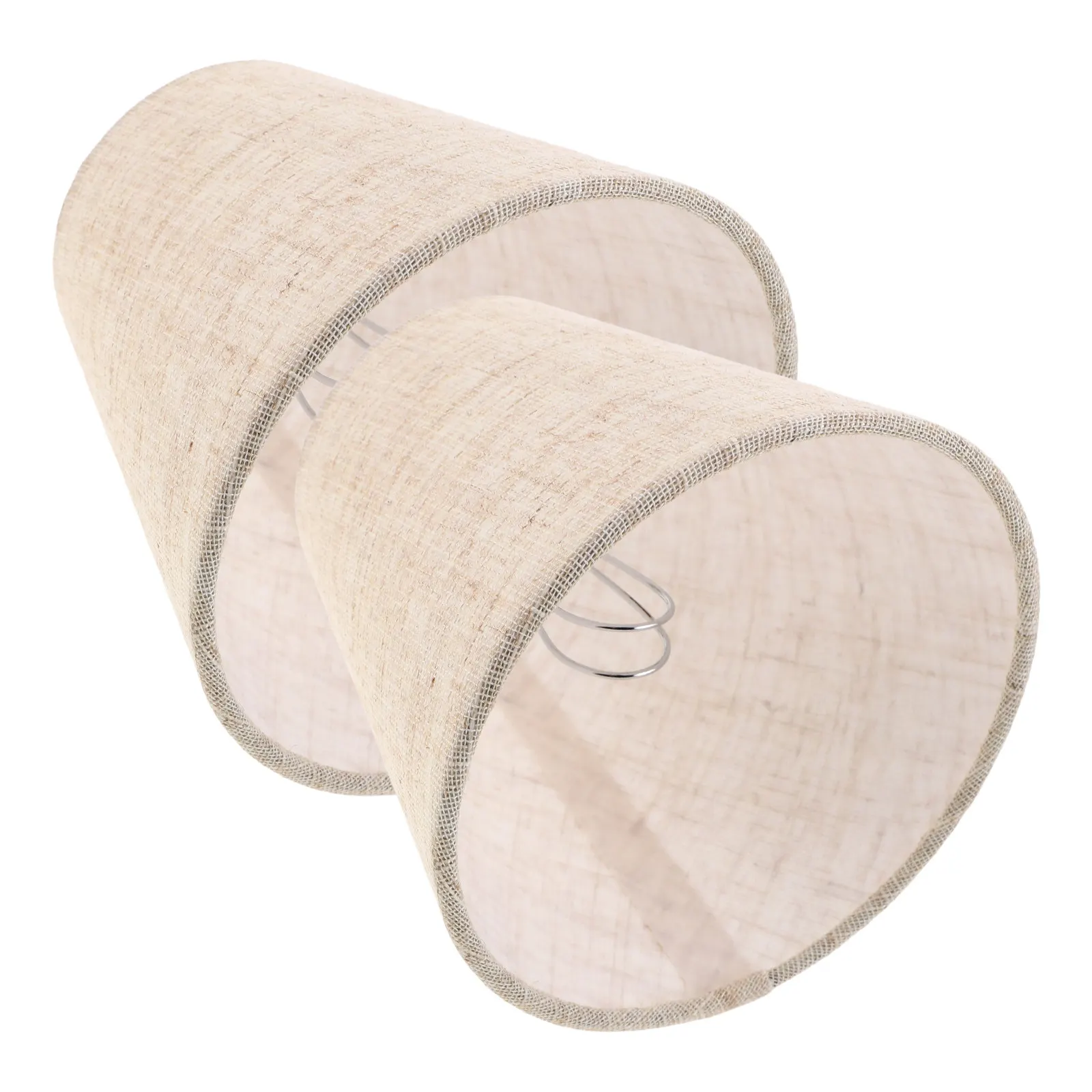 2Pcs Small Linen Drum Lamp Shades Fabric Covers Soft Light Diffuser for Table Wall Ceiling Lamps Handwoven Vintage Style