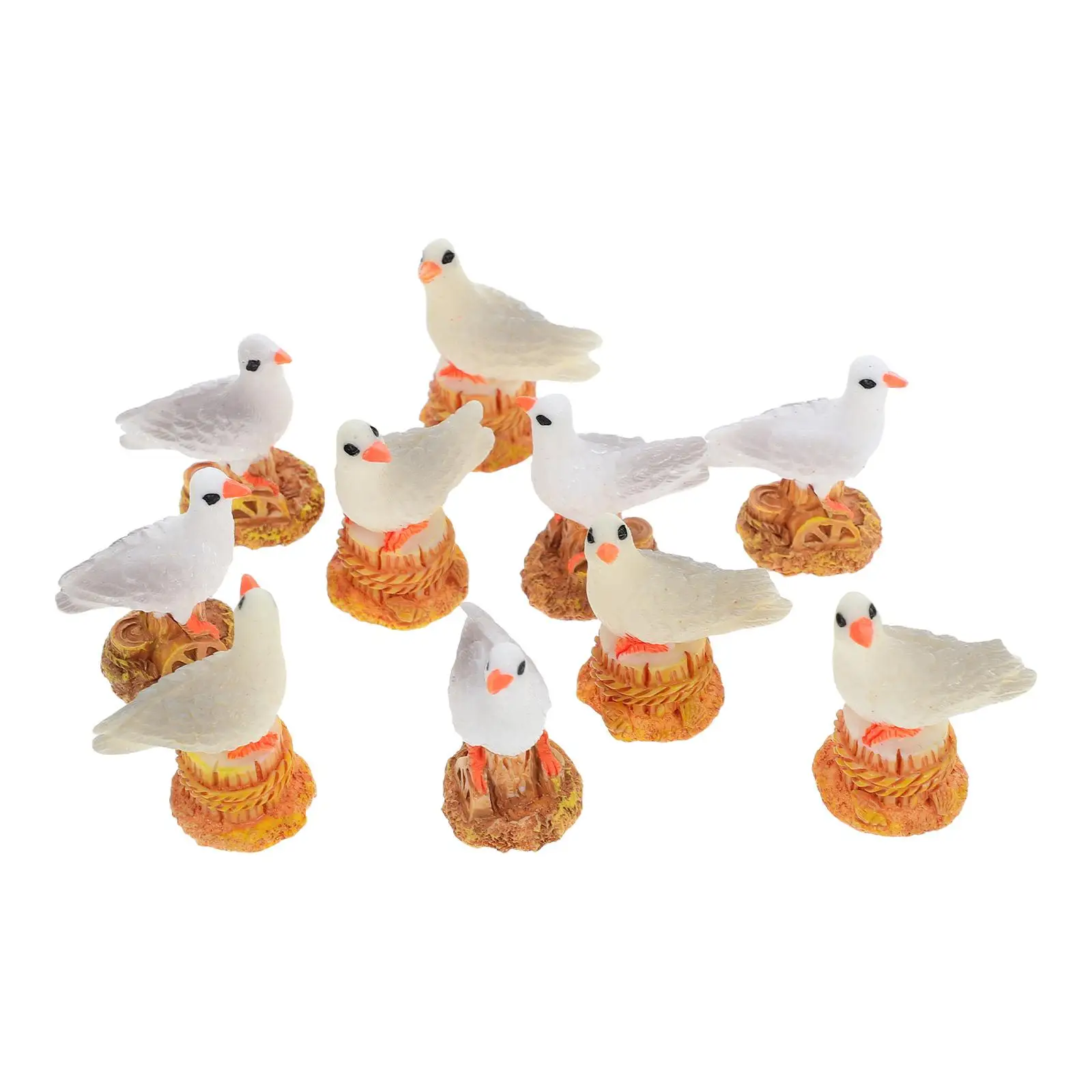 

10 Pcs Seagull Figurine Coastal Decor Resin Crafts Bird Statue Ocean Theme Home Office Desk Bookshelf Relaxation
