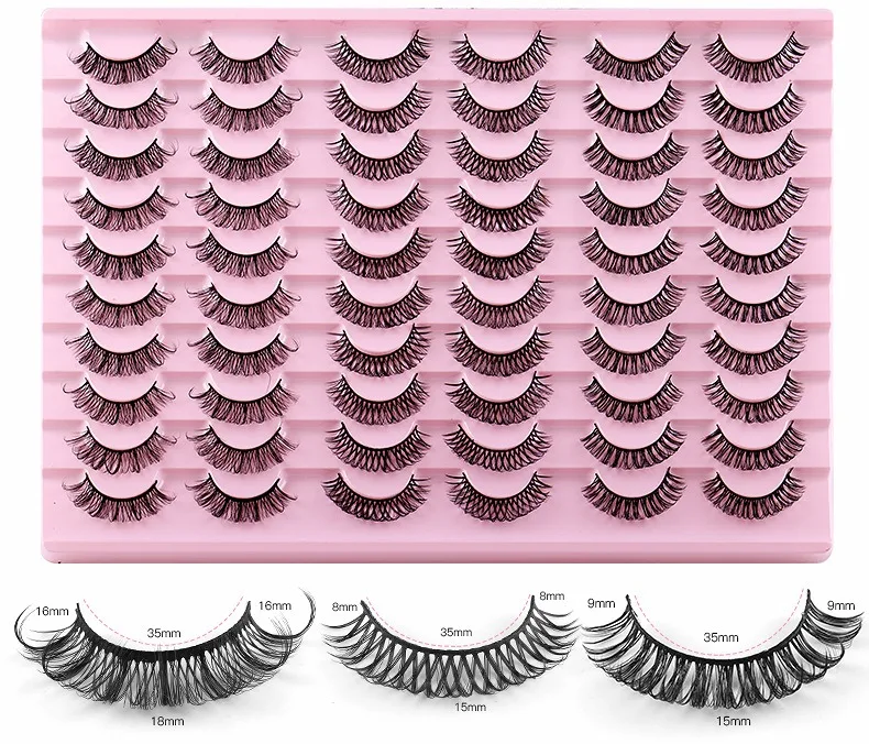 30 paar valse wimpers zachte pluizige natuurlijke wimpers 3D faux nertsen herbruikbaar ​   Wimperverlenging Russische volumewimpers