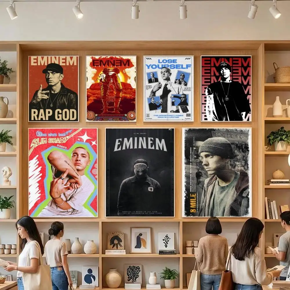 Rapper Sänger Eminem Comic Film Klebende Poster Vintage Zimmer Heim Bar Café Dekor Raumwanddekoration