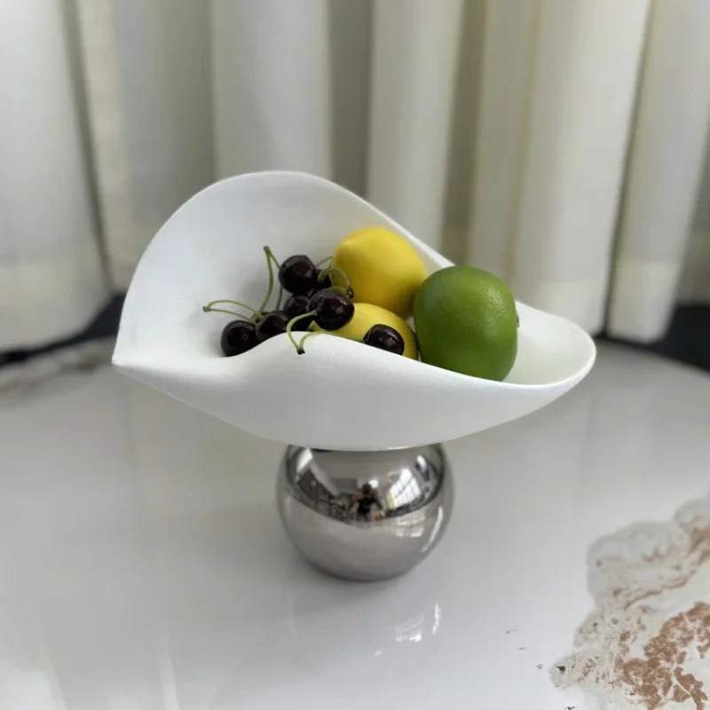 Geometric Storage Tray Fruit Plate Desktop Storage Container Geometric Silver Sphere Irregular Disc Home Decoration Accessories