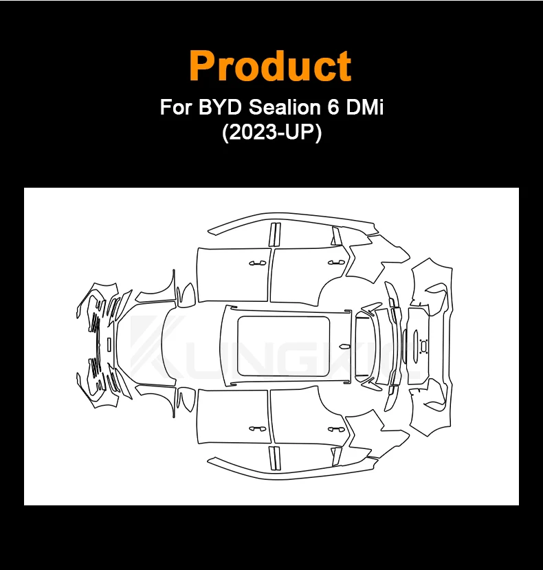 Für BYD SONG PLUS DM-i SEALION 6 DM-i 2023-2025 TPU Scheinwerfer- und Rückspiegel-Folie B- und C-Säulen Vorgeschnittene Kratzschutzfolie – Detail 5