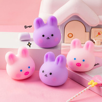 Cute Pink Pig Purple Rabbit Squishy Fidget Toys Animal Stress Balls Soft Decompression Sensory Squeeze Toy For Office Classroom