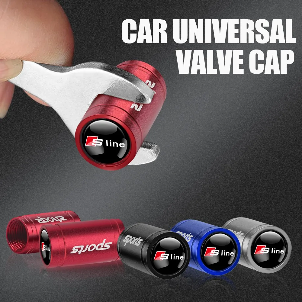 

Комплект из 4 металлических колпачков для ниппелей шин с логотипом Audi (A4 B7, A7 Sline, S3, A8, A3, A1, A5, Q5, Q3, TT, Q2, Quattro, RS)