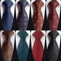 Classic 8CM Mens Tie Polka Dot Plaid Necktie Neck Ties For Man Jacquard Woven Ascot Wedding Business Party Accessories