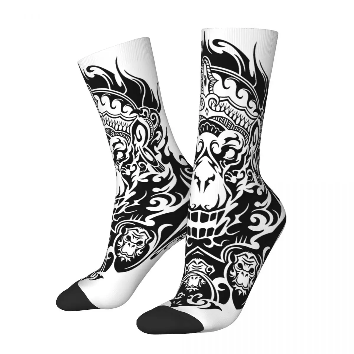 Funny Crazy compression Hanuman Sock for Men Hip Hop Vintage Black Myth Wukong Happy Seamless Pattern Printed Boys Crew Sock