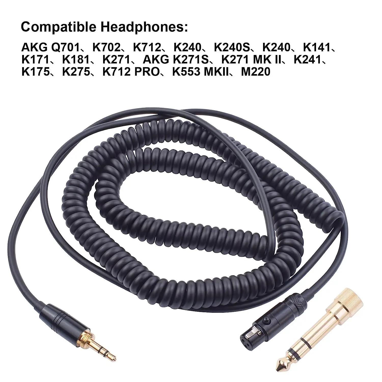 Q701 Cable Replacement Coiled Audio Cord Headphone Aux Cable With 6.35mm Adapter for AKG K712 K240 K240S K702 K141 K171 K181