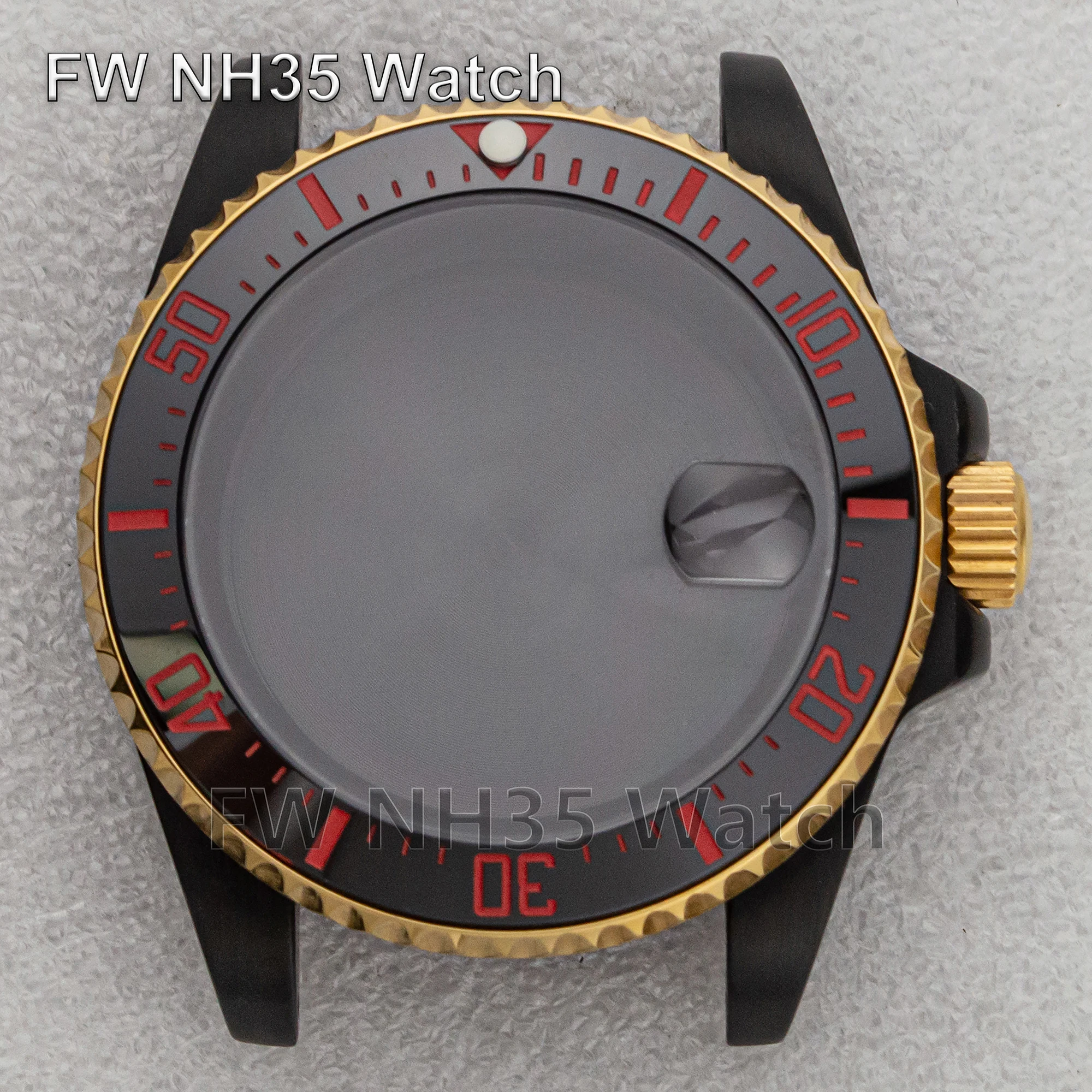 NH35 Case Sapphire Glass 10ATM Waterproof Black Gold Men Watch Case for SUB GMT Watch Replacements NH34/NH35/NH36 Movement