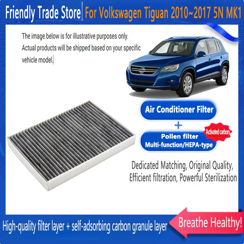 

Car Accessories For Volkswagen Tiguan 5N 2010~2017 18 Air Conditioning Filter Cabin Filter with Activated Carbon Replacement Kit