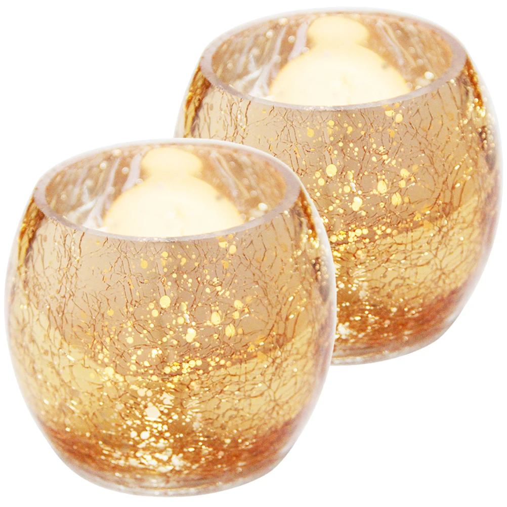 

2Pcs Golden Tealight Holder Glass Decor Wedding Party Anniversary Holder Tea Light Holders