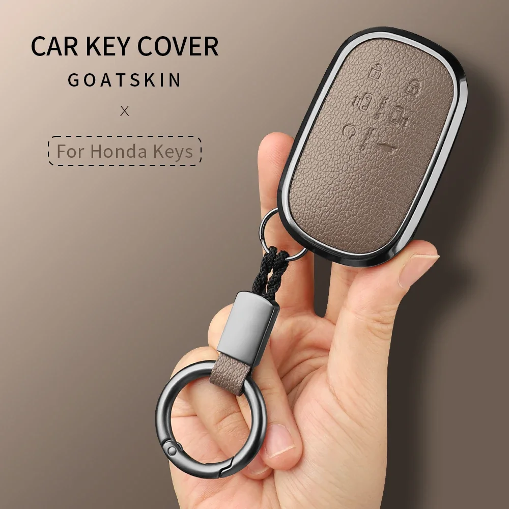 Aluminium Alloy Goatskin 6 Button Car Key Case Cover For Honda Stepwgn RP6/RP7/RP8 Odyssey Freed Elysion 2023 2024 Accessories