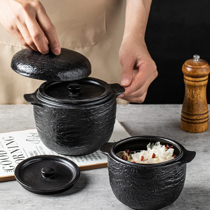 Ceramic steamed bowl stew with double lid Restaurant Bird's Nest fruit bowl creative dessert tableware afternoon tea snacks