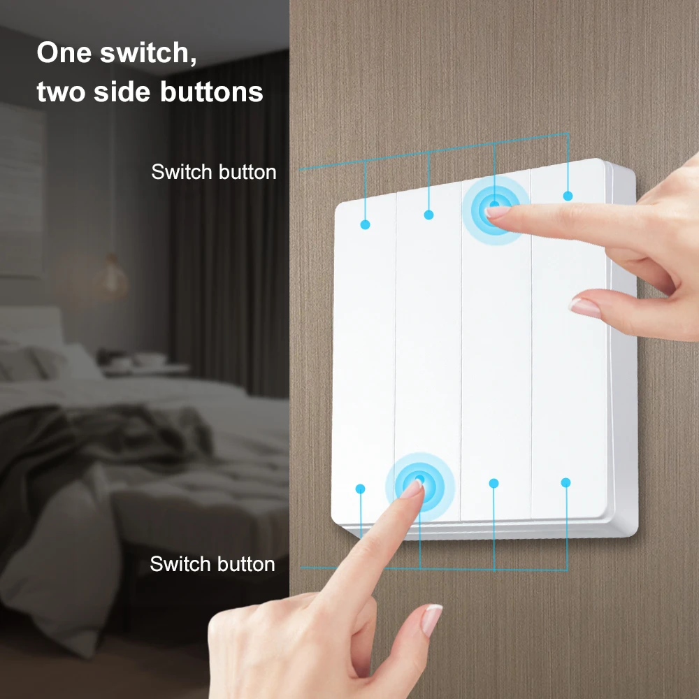 Manhot Tuya Smart EU Zigbee Button Switch No Capacitor Required 1/2/3/4 Gang Wall Light Switch For Alexa Google Home SmartThings