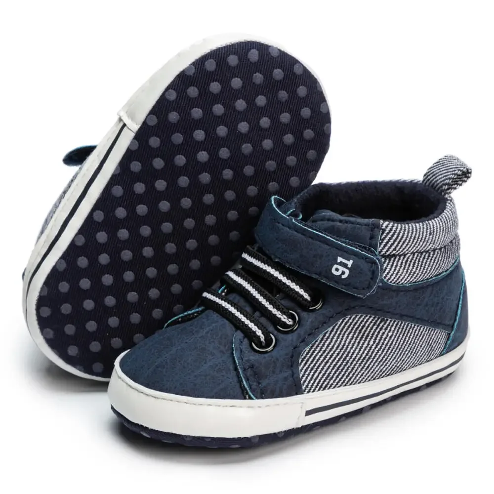 Quattro stagioni neonato tinta unita tela scarpe casual PU scarpe sportive bambino antiscivolo fondo morbido primo giorno scarpe da bambino