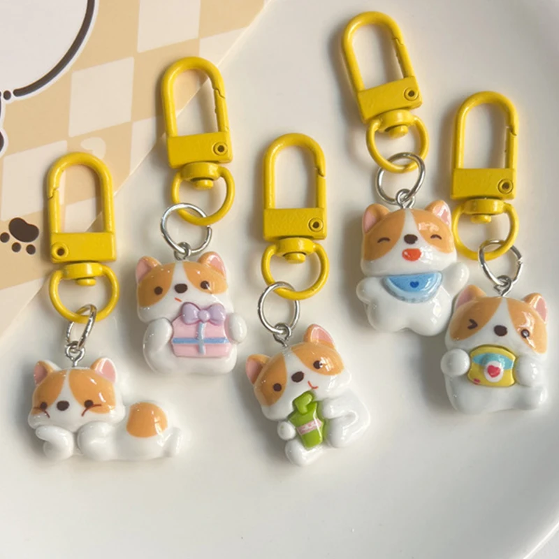 Cute Doggy Keychain For Women Resin Puppy Bag Keyring Pendant Bag Hanging Girls Jewelry Deciration