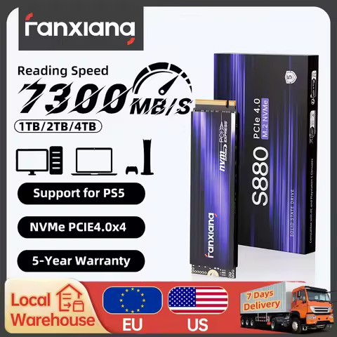 [EU/US Ship]Fanxiang S880 M.2 SSD 1TB 2TB 4TB 7300MB/s PCIe4.0x4 M.2 NVMe SSD Drive Internal Solid State Drive For PS5 Laptop PC
