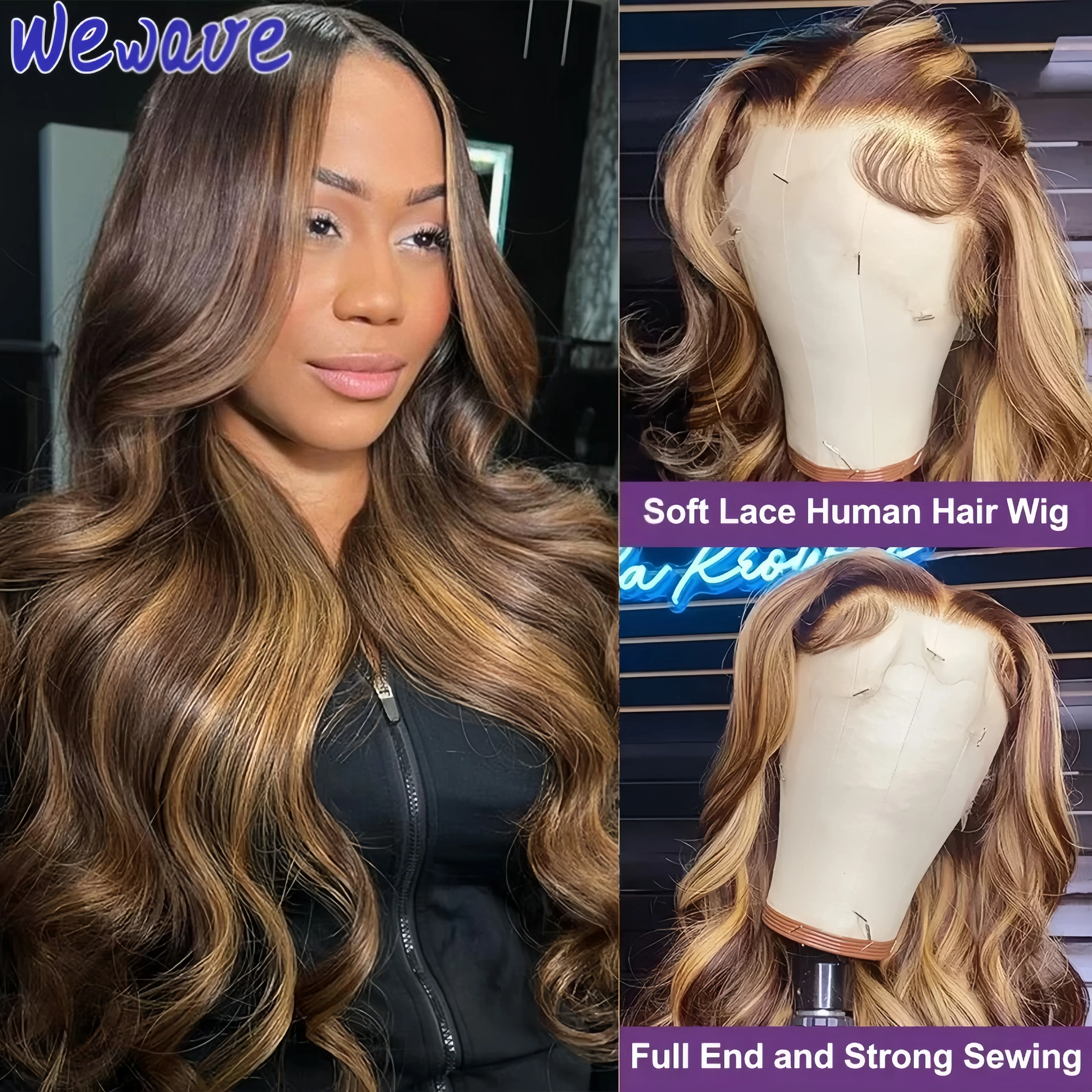 

Highlight Wig Human Hair P4/27 Body Wave 13x6 HD Transparent Lace Frontal 13x4 HD Lace Front Wigs for Women Human Hair on Sale