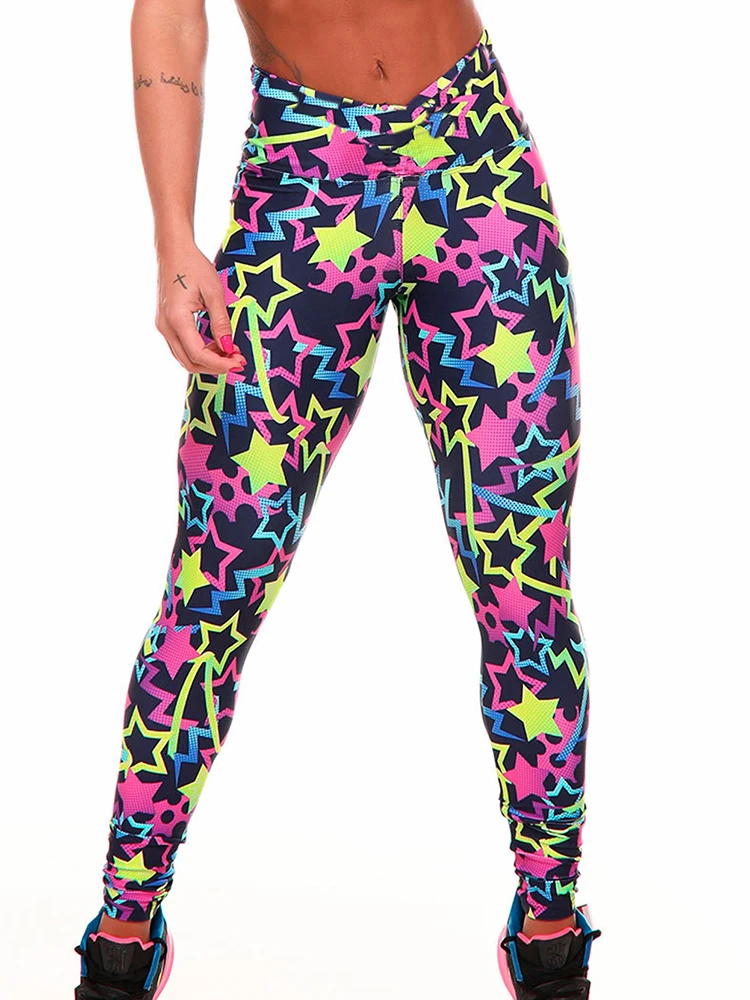 Mallas de Yoga estampadas para mujer, Leggings de cintura alta, mallas deportivas coloridas, ropa deportiva STR, pantalones de entrenamiento para gimnasio