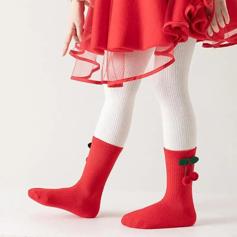 

4 Pair Bowknot Decorated Middle Calf Socks Comfortable Wear for Children Aged 3-10