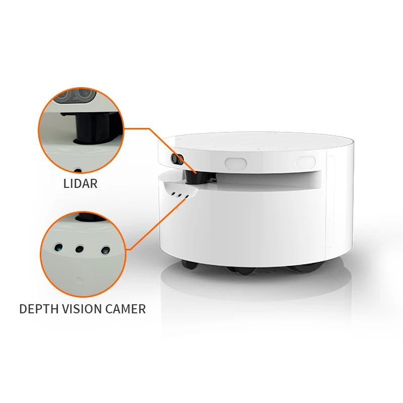 Customized Newest Design Stable Autonomous 4Wd Mobile Robot  Round Base Restaurant Warehouse Delivery Wheel Chassis Platform
