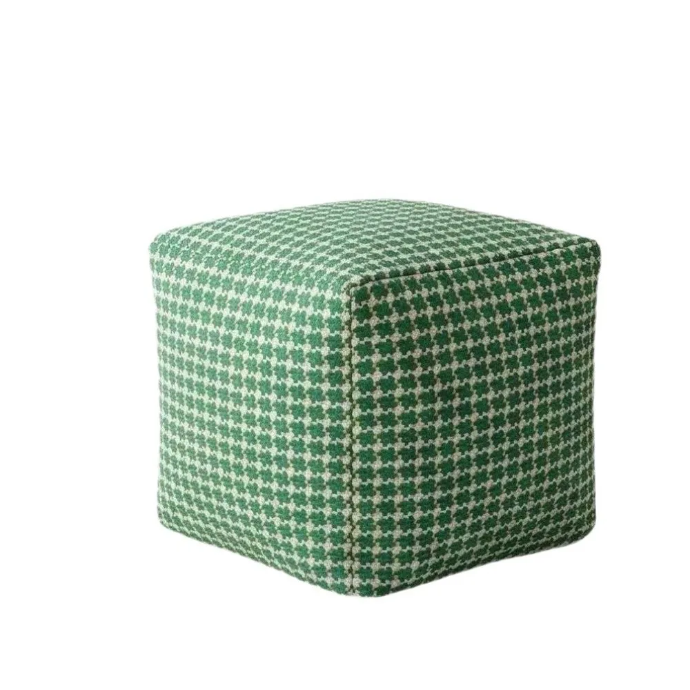 Large Capacity Square Pouf Cover Removable Nordic Style Storage Leg Bench Minimalist Solid Color Fabric Pouf Clothes Storage
