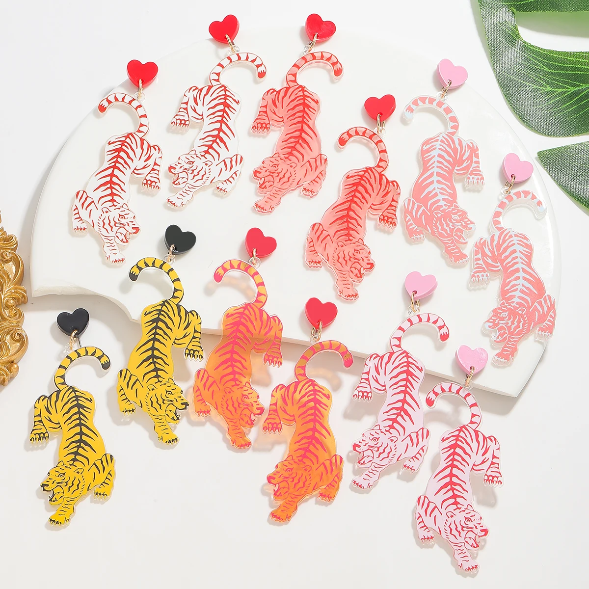 Creative Acrylic Tiger Dangle Earrings For Women Simple Adorable Animal Drop Earrings Statement Vacation Party Accessories