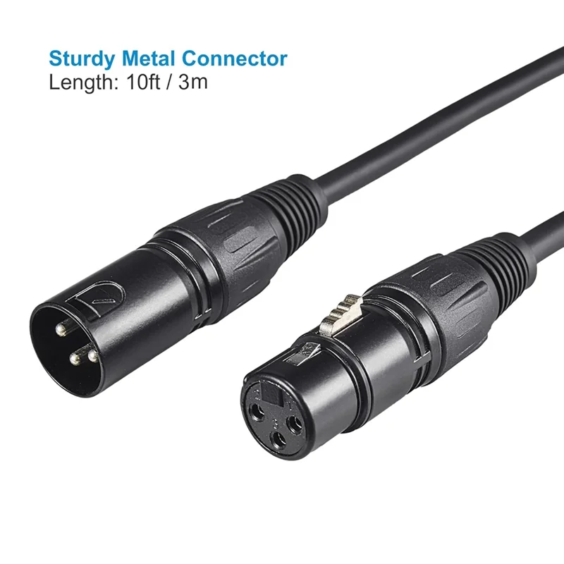 DMX Cable 10Ft,4 Pcs DMX Cables 3Pin Signal XLR Male To Female DMX Cable Wire For Signal Transmission For Stage Lighting-AT64