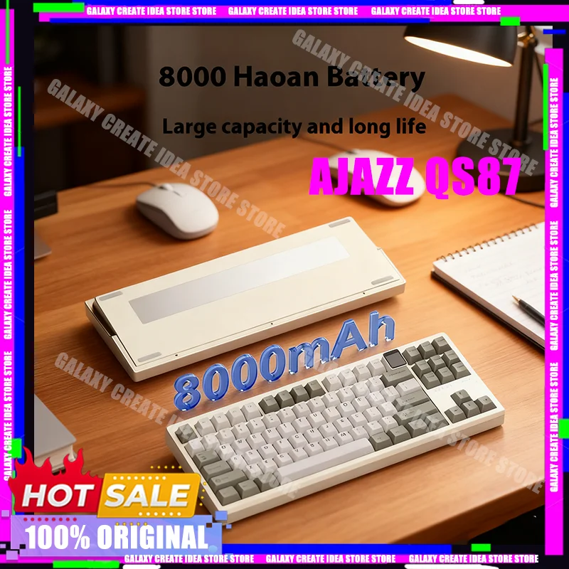 

Новая игровая механическая клавиатура Ajazz Qs87, Bluetooth, 3 режима, алюминиевая рамка, RGB, беспроводная Tuotuo Flame Red Axis V2, подарки по индивидуальному заказу