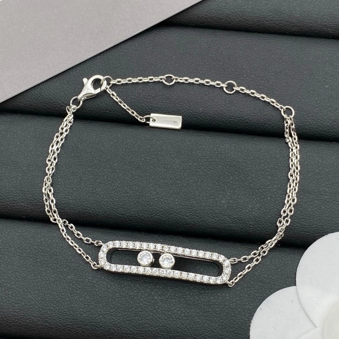 

2025 Slidable Flash Diamond Design Fashionable Personalized Hollow Bracelet, Female