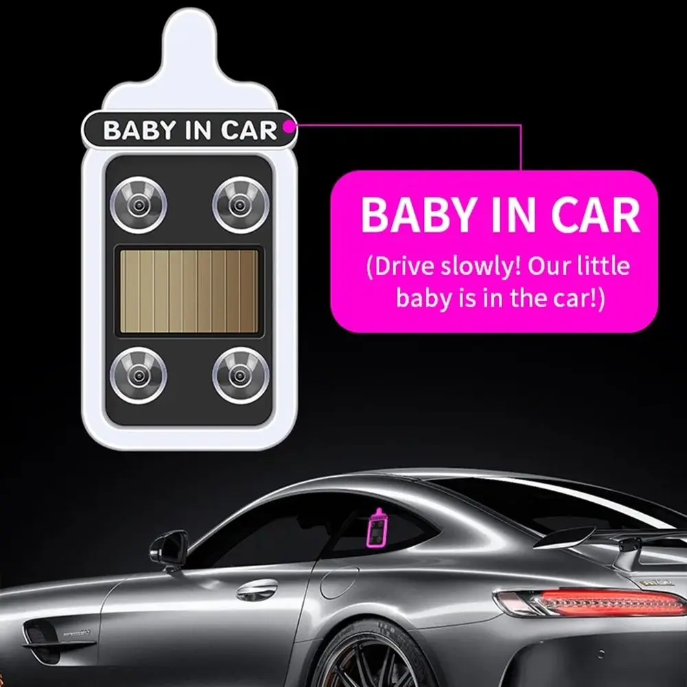 Baby Bottle Shaped Solar Power Car Light Wireless Light/Vibration Sensor Car Window Neon Light Multi-modes Removable